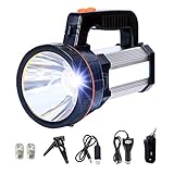 MOZC Linterna Recargable 7000 Lúmenes 8-24H Luz Portátil 6600 mAh 6 Modos de Luz IPX4 Antorcha para Exteriores, Acampar, Pescar, Caminar, Navegar, Espeleología y Caza (Tipo H, Plata)