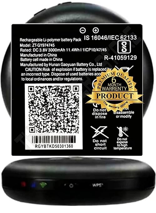 Image of Original ZT-GY974745 Battery for LYF Jio WiFi Dongle JMR815 Wireless Router Battery with 6 Month Warranty****(G0001)