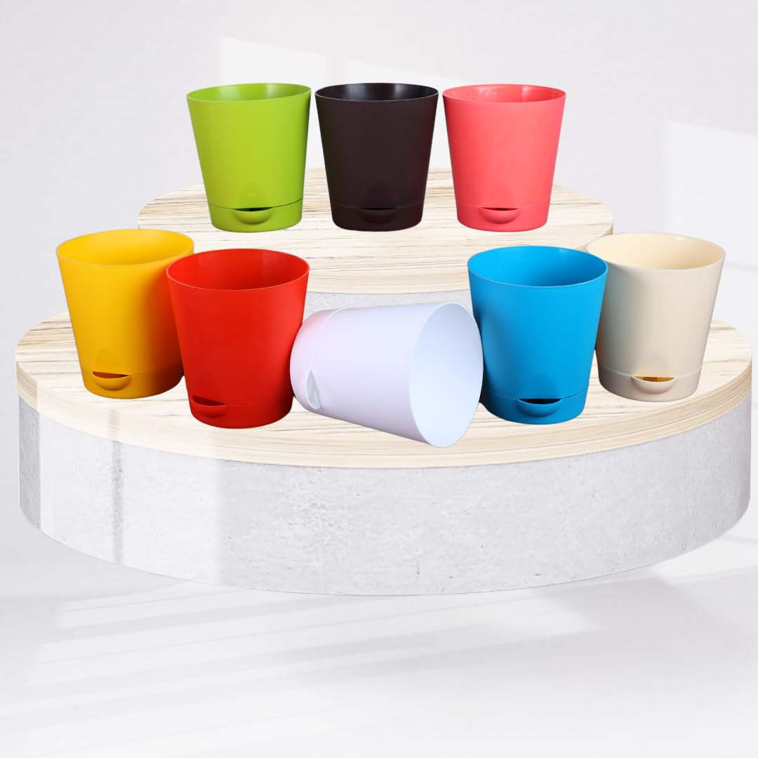 Tillage- Self Watering Premium Plastic Pots/Planters Size 5.5 inches for Indoor and Outdoor Plants (Pack of 8) (Multicolor) (B09XJYX9CJ) Amazon Price History, Amazon Price Tracker