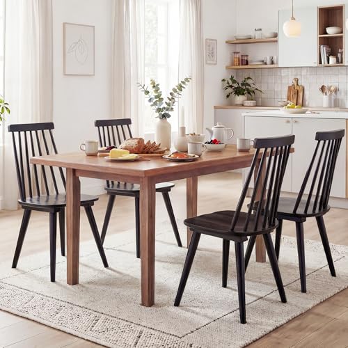 DUHOME Dining Chairs Set of 4 Wood Dining Room Chair Black Spindle Side Kitchen Room Country Farmhouse Chairs Black