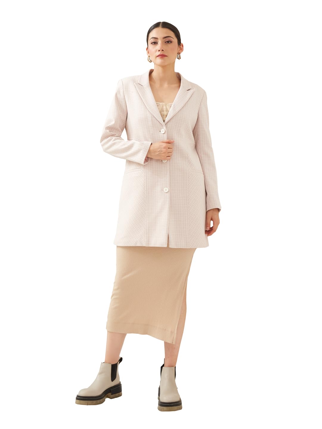 latin quarters Women Beige Collared Full Sleeves Solid Casual Coat-picture-22