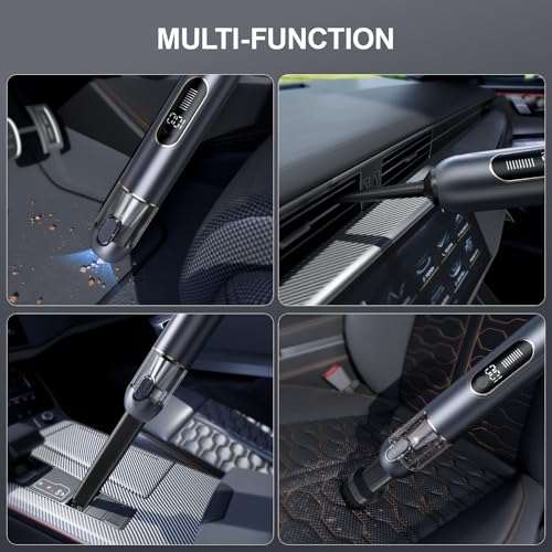 Car Vacuum Portable Cordless 19000PA High Power Suction, with Brushless Motor, Handheld Vacuum Cordless Blow & Suction 2 in 1, 60db, Type-C, Small Mini Vacuum Cleaner for Car,Office, Home