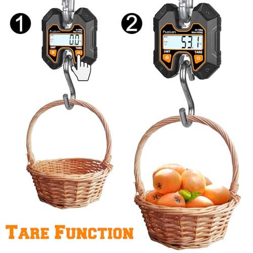 fuzion mini crane scale - hanging scale 440lb200kg1960n deer scale with large lcd display hold amp tare functions for hunting farms fishing no setup required