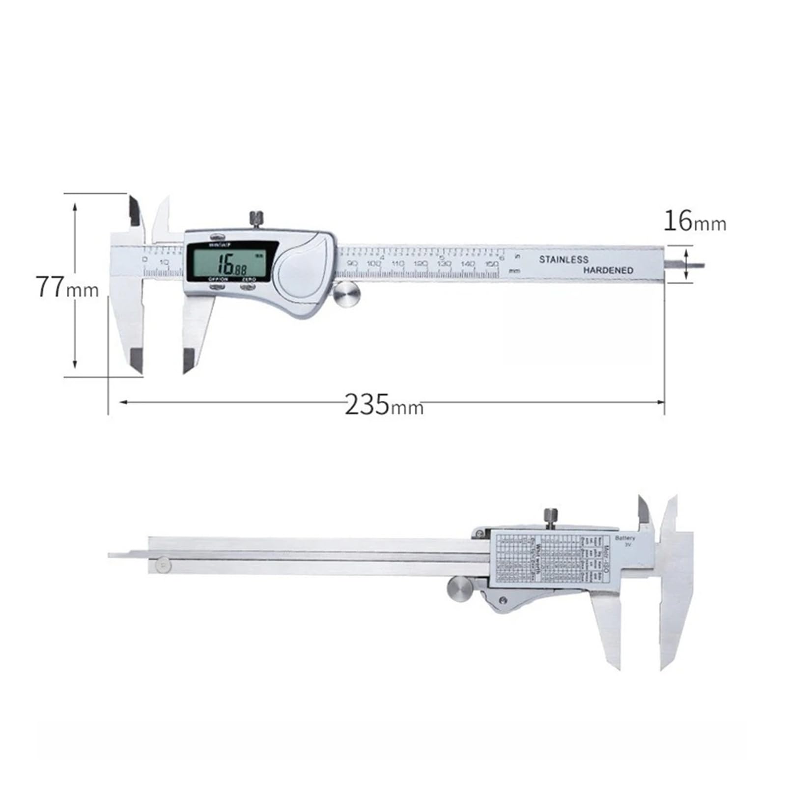 Suwmiarka cyfrowa ze stali nierdzewnej 15.2 cm 150mm (JS119-F)