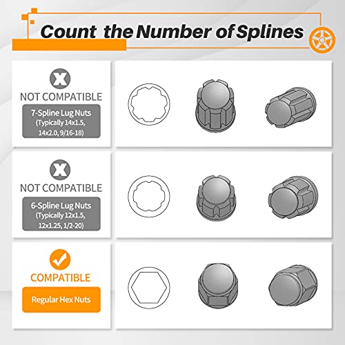 Image of MIKKUPPA Spiked Lug Nuts Key - Soild Socket with 19mm Hex, Universal Spike Lug nuts Socket Key Replacement Tool for M14x1.5, M14x2.0, 9 /16-18, 1 /2-20, M12x1.5, M12x1.25 One-Piece Spiked Lug Nut