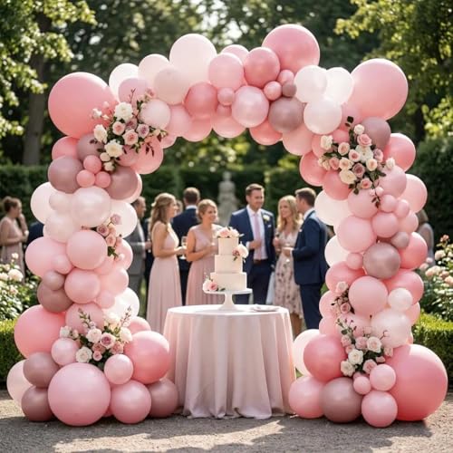 Image of Pastel Pink Balloons Latex Light Baby Pink Balloon Garland Arch Kit Different Sizes for Birthday Baby Shower Winter Bridal Prom Party Decorations