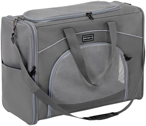 Petsfit Hundetasche Flugzeug 55x40x23 & Flugtasche Hund | Transportbox Katze | Transporttasche Hund Katzen | Sicherer Transport in Auto, Flugzeug und Bahn,mit 2 Platzierung-Methode