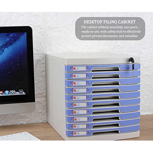 File Cabinets Haodamai 10 Layers Office Desktop Storage Box Lockable Data Drawer Filing Cabinets Flat Blue 29.5X32.5X39.4Cm #TOP2