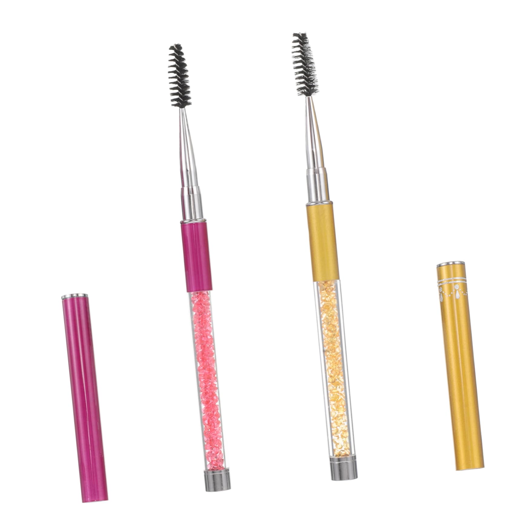 HONMEET 2pcs Lash Brush Mascara Wand Set Rhinestone Handle for Eyelash Extension Easy Application Grooming