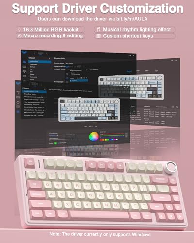 Image of AULA F75 75% Wireless Mechanical Keyboard, Hot Swappable Pink Creamy Keyboard, Pre-lubed Linear Switches, PBT Keycaps, 2.4GHz /Type-C /BT5.0, RGB Backlit Computer Gaming Keyboards for Office /Laptop /PC