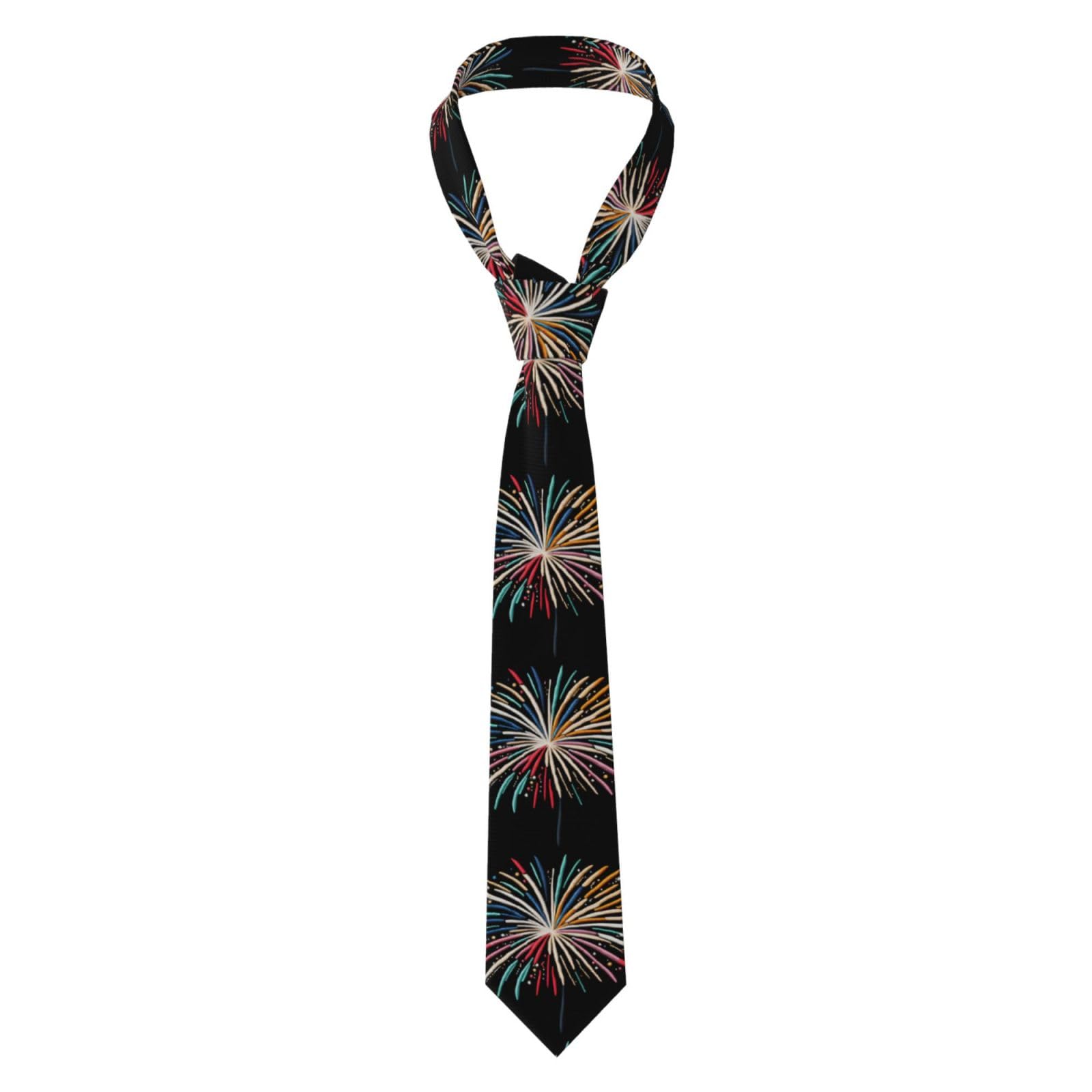 Men's Necktie Tie WHJSSF Embroidered fireworks Pattern Comfort Durability for Business, Daily Wear, Work, Birthdays, Weddings, Parties
