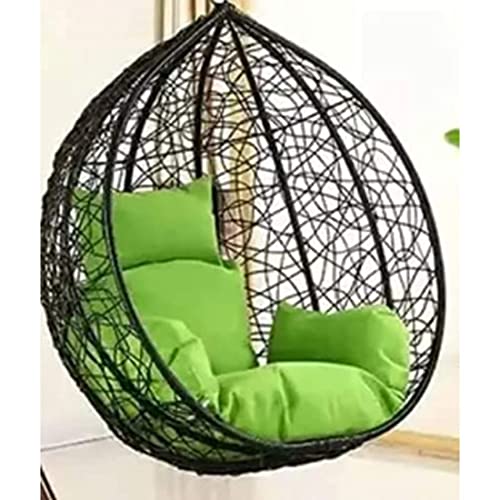 Image of Swing Chair Without Stand, Cushion (Green Colour) & Hook for Indoor /Balcony /Garden /Patio Rattan Wicker /Outdoor Swing Chair /Ceiling Swing Chair (150 kg Capacity)
