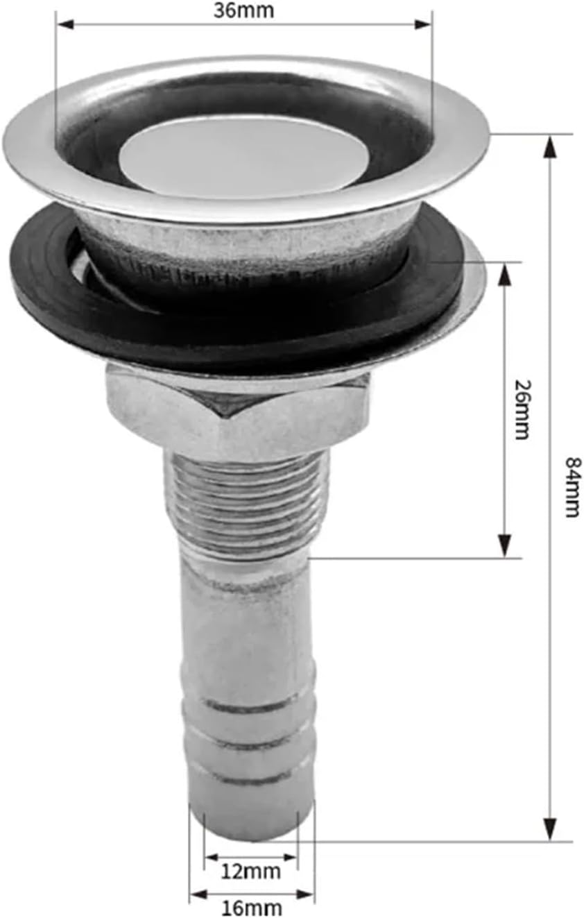 316 Stainless Steel Boat Fuel Vent for 5/8" Hose 90 Degree Boat Thru Hull Vent with Mounting Gasket Marine Fuel Vents