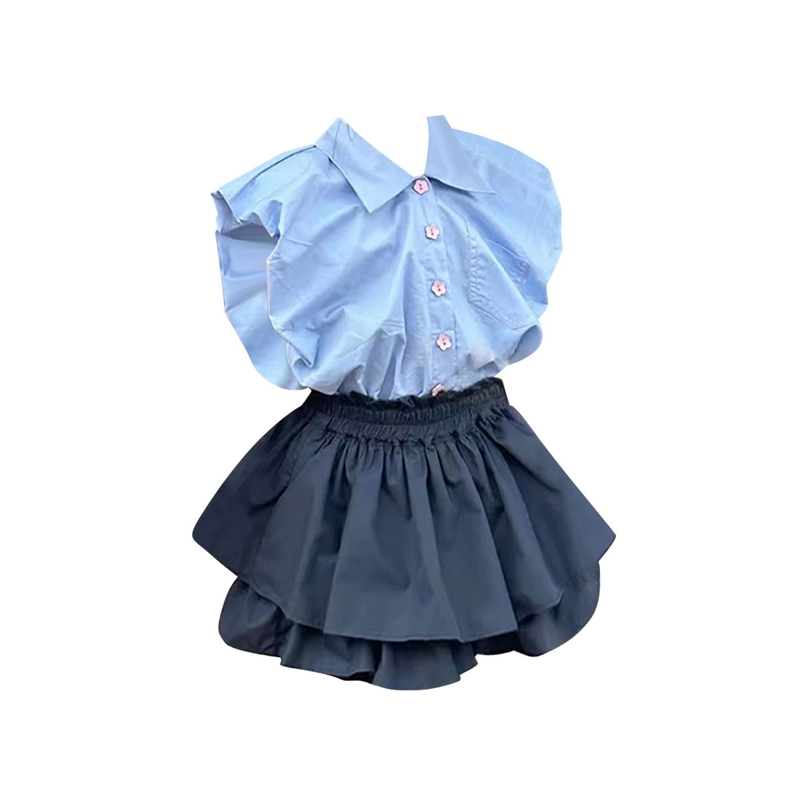 Top de Manga Corta y Culottes de algodón para niña pequeña de Verano, Traje de Uso Diario y cómodo Trajes De Vestir Plus