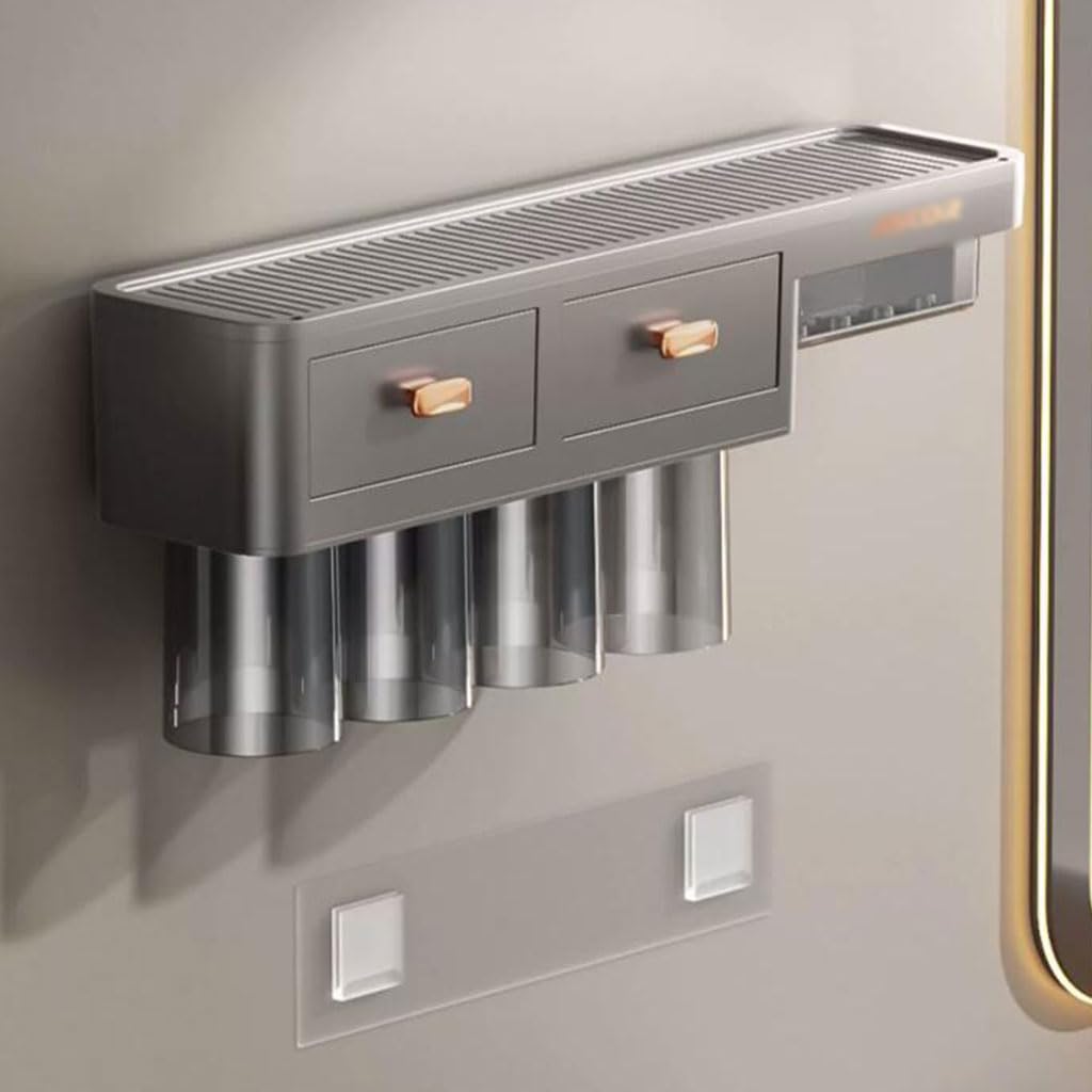 Conveniente Set portaspazzolino in plastica a Parete, Organizer per Bicchieri per collutorio di Grande capacità con spremidentifricio Pratico