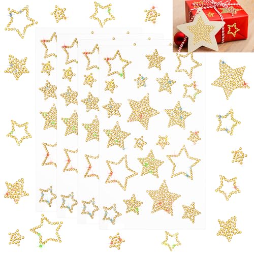 Image of Epakh 84 Glitter Bling Rhinestone Sticker, Star, Gold | Self Adhesive Gem Stickers for Phone Laptop Car Face Makeup, Sparkly Crystal Rhinestone Decals for Gifts Craft Projects