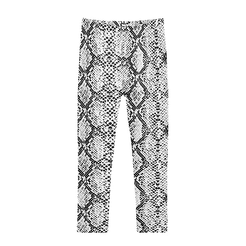 ALAZA Girls' Leggings Children's Yoga Pants Skinny Printed Dance Snake Skin Black and White Comfortable 4T