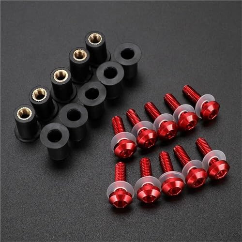 Tuercas sujeción M5 para eliminar vibraciones en parabrisas de Suzuki GSX-R600 750 1000 perno rojo