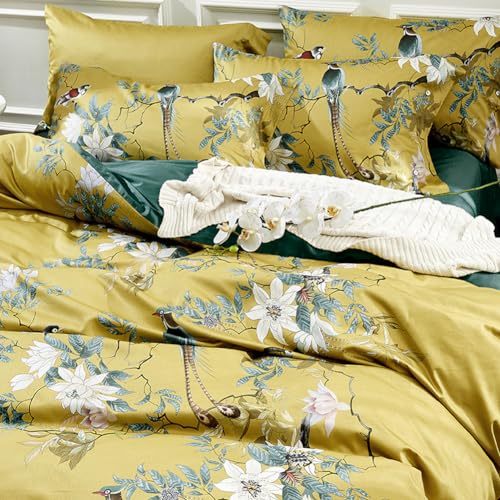 Mixinni MI05288-K Duvet Cover Set King Size Bird Flower Pattern Soft Long Staple Cotton Floral Bedding Comforter Cover Set thumb #3