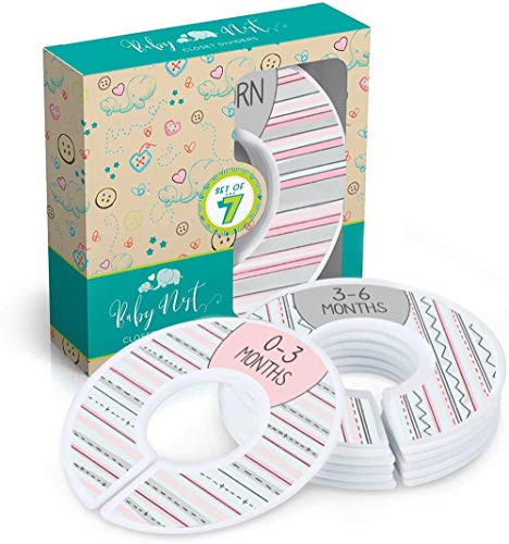 Image of Baby Nest Designs Closet Dividers for Baby Clothes - 7X Baby Clothing Size Age Dividers from Newborn Infant to 24 Months - Pink Baby Clothes Dividers and Nursery Closet Organizer