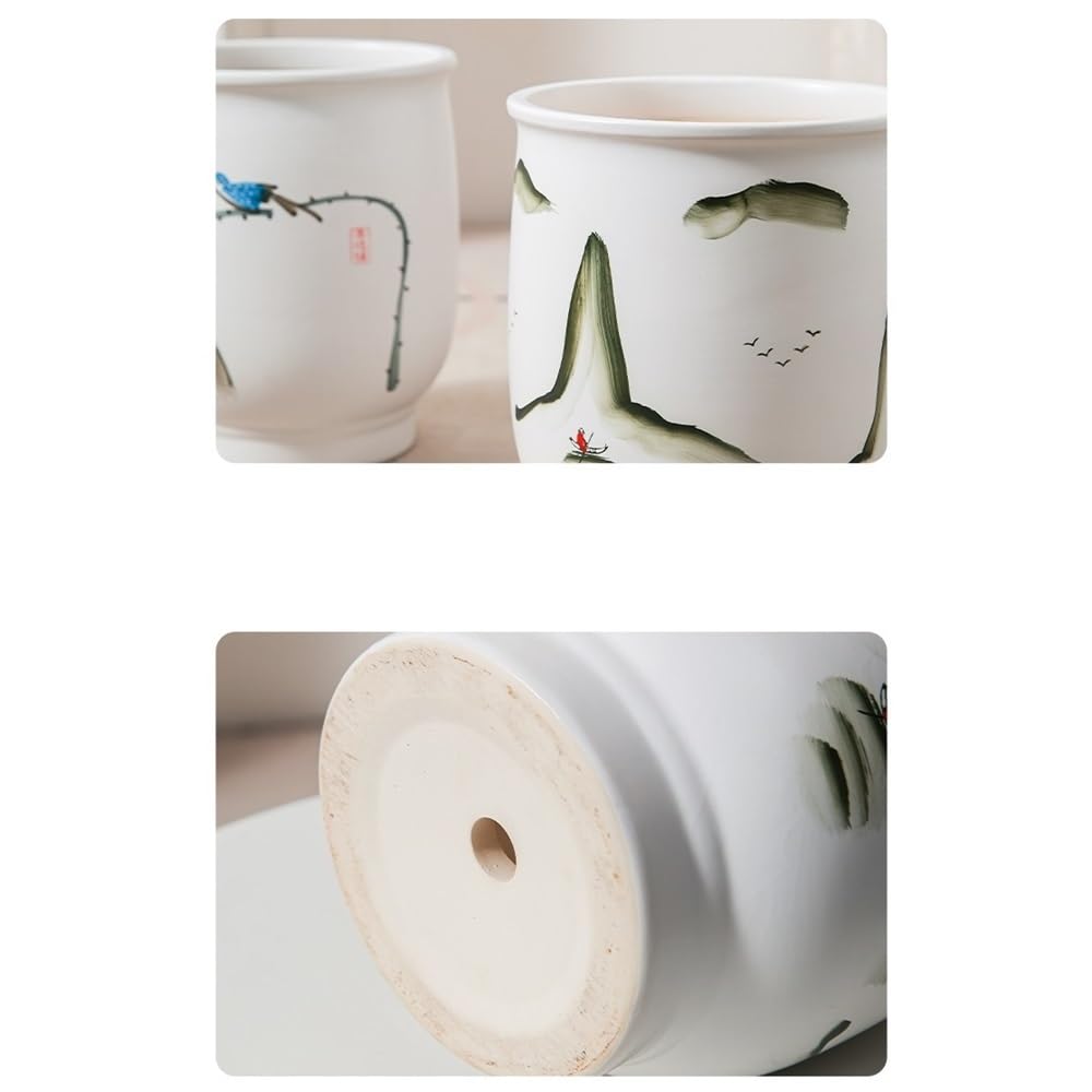 Doniczka ogrodnicza Ceramiczna doniczka na kwiaty biurko w stylu chińskim, do użytku domowego, biała, wysokiej klasy, dekoracja wejścia, zielona rośliny