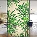 Samoprzylepna folia okienna, 3D matowe szkło, naklejka na okno, prywatność, winylowa, dekoracyjna, statyczne przyleganie, anty-UV, do wystroju pokoju, łazienki, pokoju dziecięcego, sypialni - zielone liście (90 cm x 199 cm)
