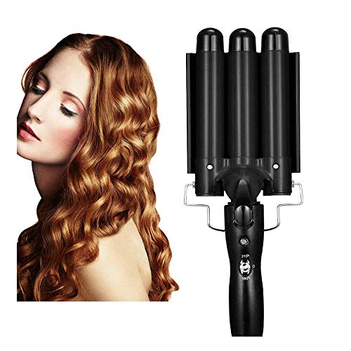 Hair Curling Iron 3 Barrel Wand Temperature Adjustable 28mm Hair Waver Curling Iron for Long or Short Hair Heat Up Quickly Last Long Curling Iron Hair Waver Hot Tools for Women or Girls(Black)