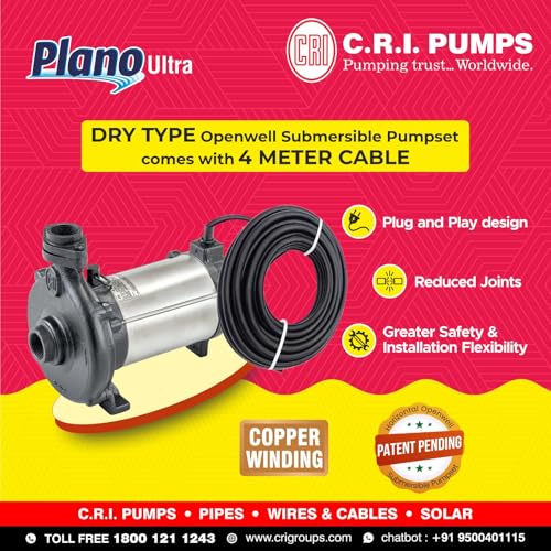 Image of CRI Plano Ultra 50 0.5hp openwell Submersible pumpset| Water Pump 0.5 hp