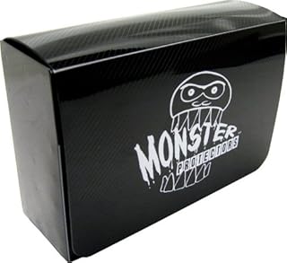 Monster Protectors Trading Card Double Deck Box with Self-locking Magnetic Closure - Black (Fits Yugioh, Pokemon, Magic the Gathering Cards)