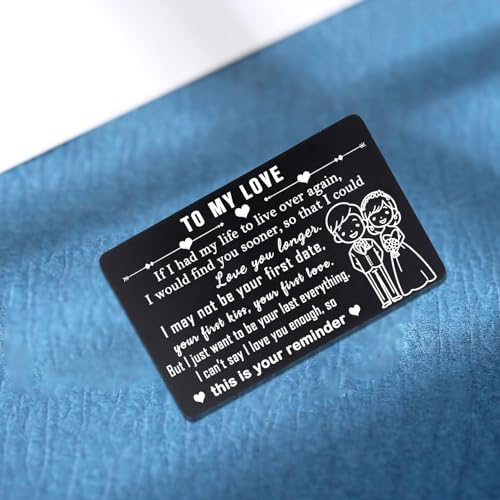 MADHAHEFU Couple Gifts To My Love Wallet Insert Card Valentines Gifts for Husband Wife Boyfriend Girlfriend Sweet Reminder for Him Her Wedding Anniversary Wallet Card I Love You Card Gifts for Couple3