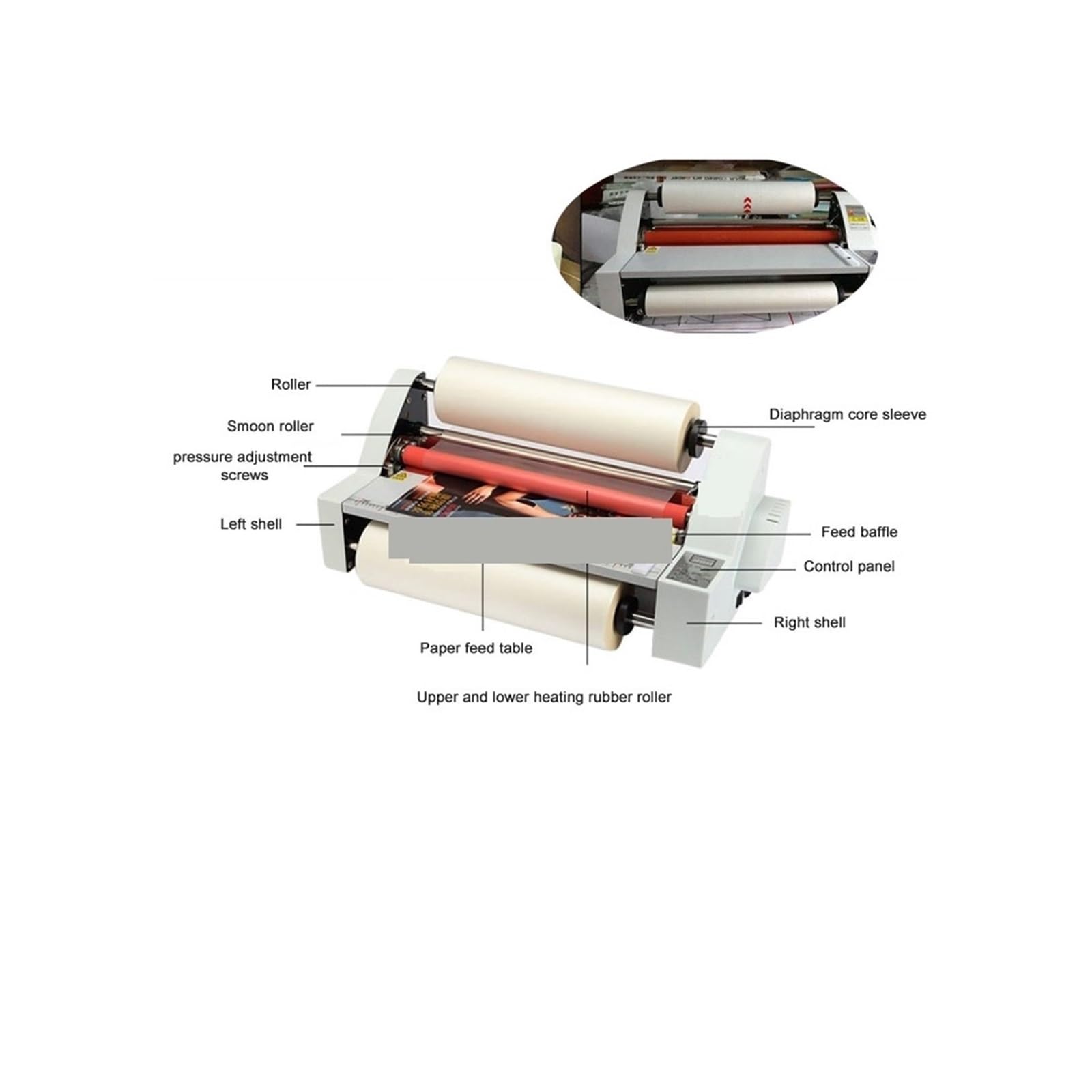 Plastificatrice, V350 Laminatore a Caldo e a Freddo Macchina for laminazione a Caldo a Quattro rulli Controllo elettronico della Temperatura velocità Regolabile