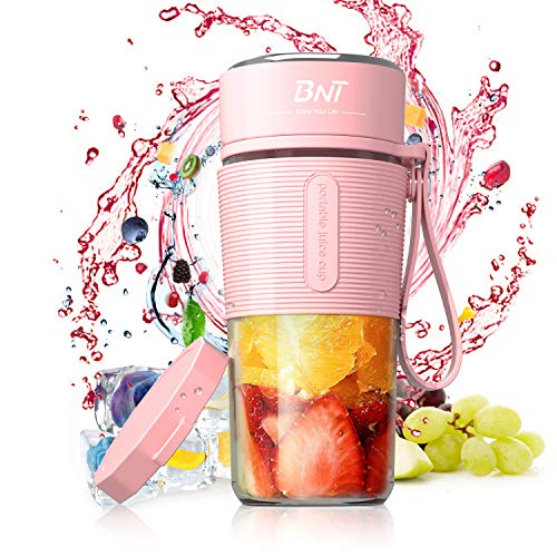 Personal Blender for Shakes and Smoothies, 15.9oz Portable Blender with BPA-Free, Personal Size Blender for Smoothie, Fruit Juice, Milk Shakes with Travel Blender Cup and Extra Lid (Pink)