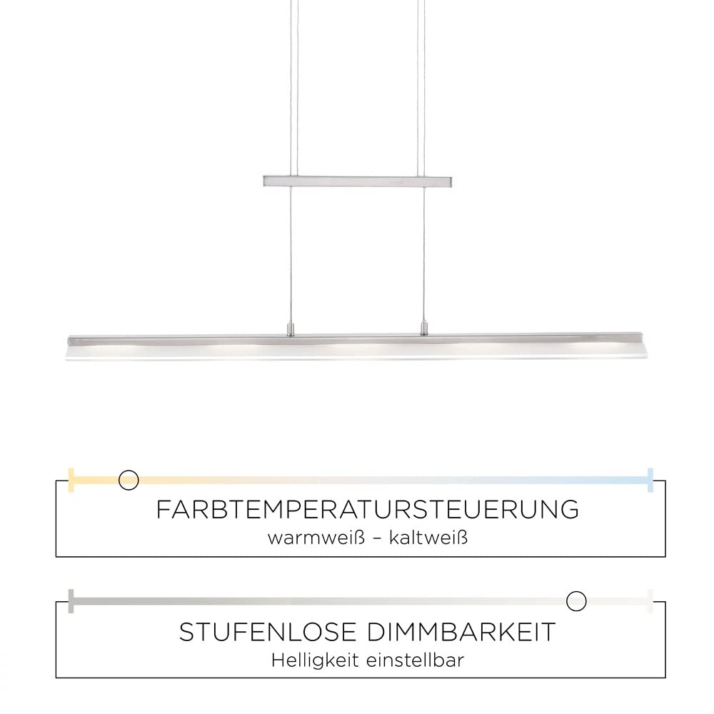 SellTec LED Pendelleuchte 100 cm dimmbar Sensordimmer höhenverstellbar CCT | Moderne Hängeleuchte, Farbtemperatursteuerung über Sensordimmer, Höhenverstellbar, für Wohnzimmer, Küche, Esszimmer