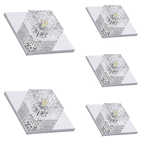 GTHTUHFD Downlight Led Empotrable, 5 Unidades, Downlight Led De Cristal De 5 W, Foco De Techo Cuadrado De Cristal para Iluminación Interior De Dormitorios Y Hogares. Tamaño D,Warm Light-180Mm