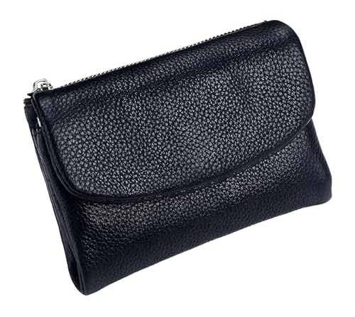 Unisex Pebble Leather Wallet, Short Genuine Leather Purse for Coins And Cards, Small Wallets for Women, 5.3In Short Genuine Leather Coin Card Holder, Genuine Leather Wallets for Men and Women (A)