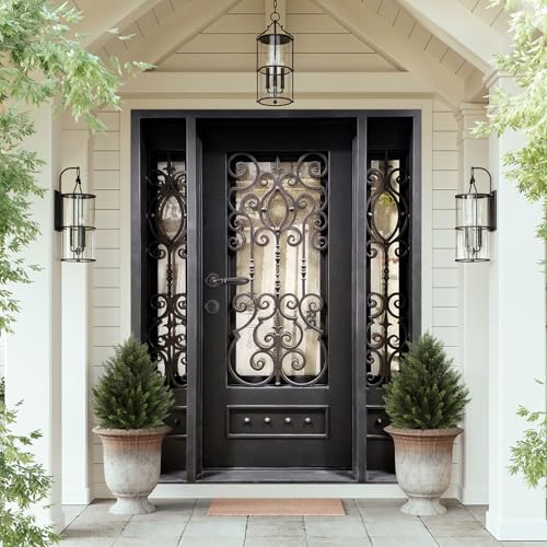 Artificial Topiary Cedar Trees 2FT Tall 2 Set, Outdoor Indoor Faux Pine Shrubs Plants, Realistic Fake Plants Front Porch Decor, Artificial Bushes Cypress for Home Front Door Offices