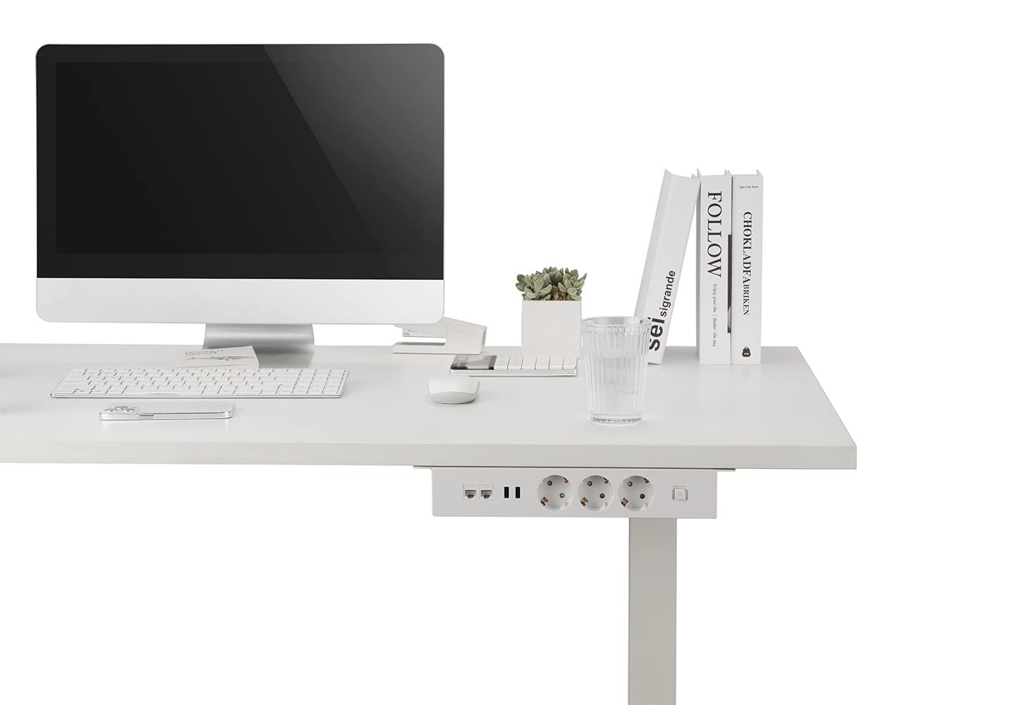 maxtrack Presa da tavolo NV64L 3 prese con contatto di protezione con 2 porte USB e 2 porte LAN, presa multipla per casa, avvitabile, pulsante di accensione e spegnimento, ciabatta con cavo da 1,8 m