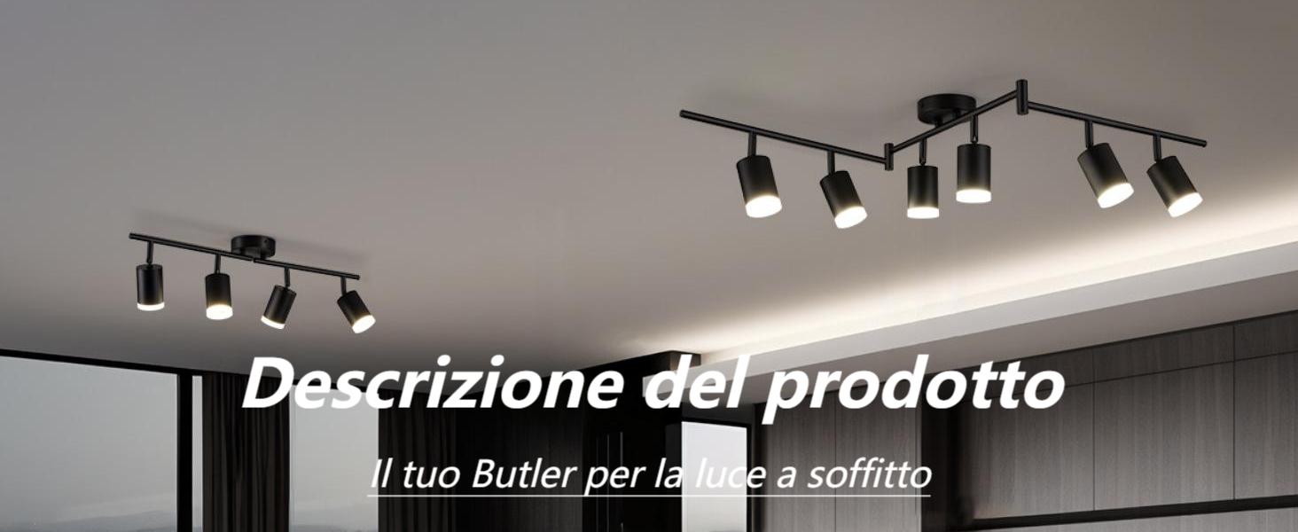 Faretti LED Da Soffitto Bojim 4 Luci Orientabili - Nero, GU10, Moderno Per Cucina E Camera - Foto 13