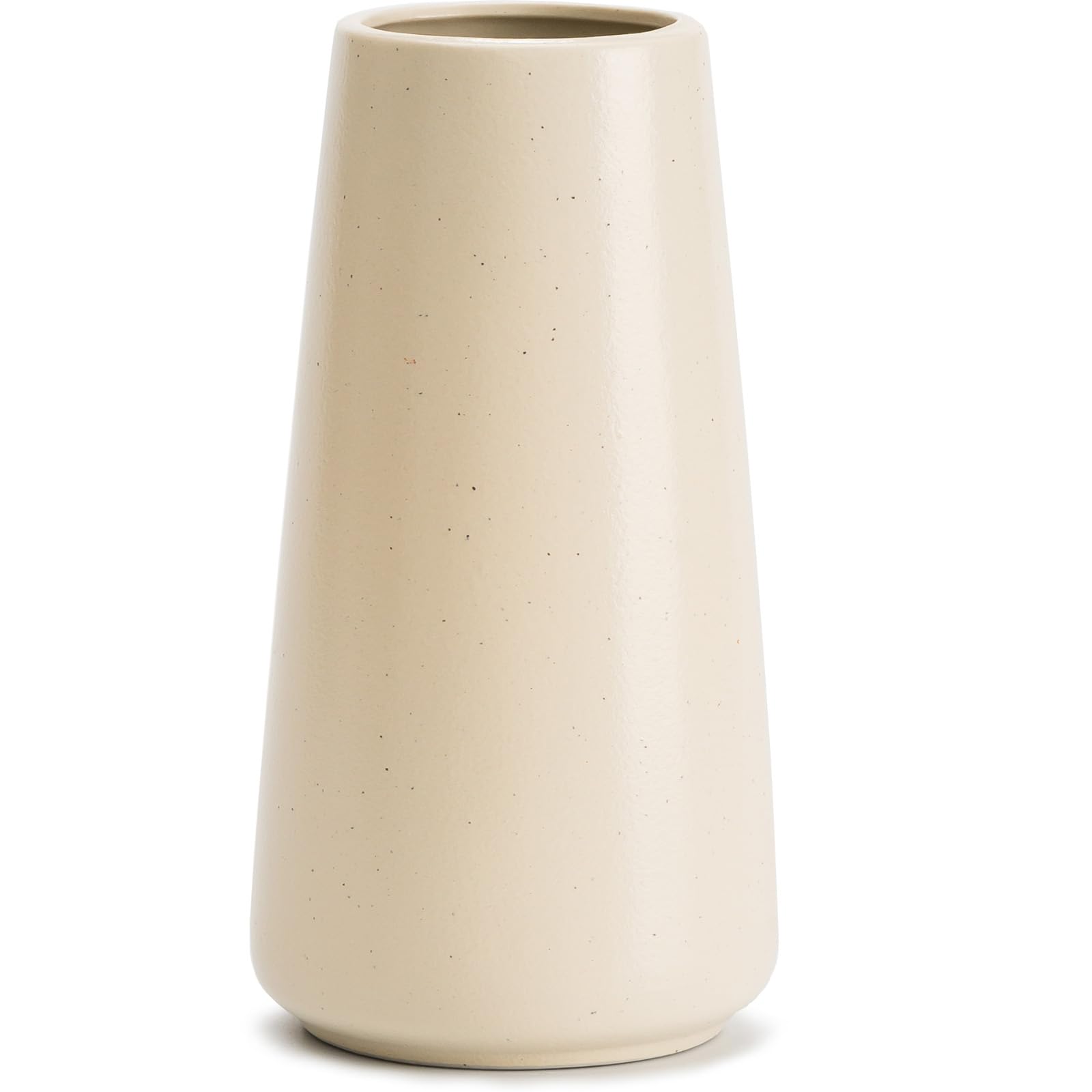 Beige Ceramic Vase - 8" Neutral Home Decor, Boho Off-White, Cream Centerpieces, Minimalist Modern Ivory, Room Decor โ image 1