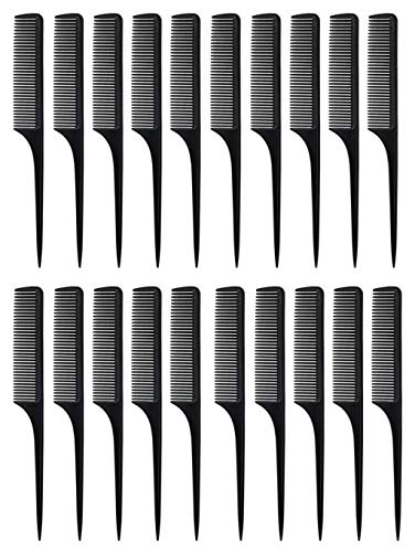 LOUISE MAELYS Rat Tail Comb Fine-tooth Hair Comb with Thin and Long Handle (20 packs)