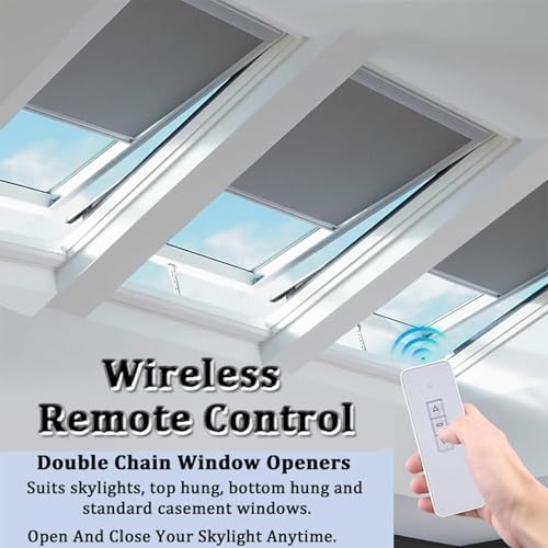 24V Electric Window Opener Actuator with Remote Control & Switch, 600N Greenhouse Opener for Casement & Skylights, Adjustable Stroke 300-1000mm, Home Anti-Theft Solution