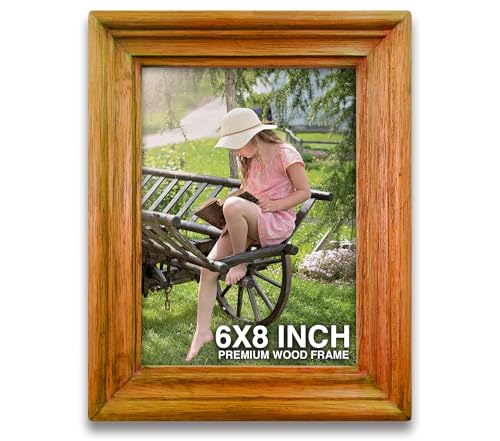 Image of 6x8 Frame | Wall Frame | Small Photo Frames | Orange Wooden Frames for Wall | Lovely Wall Decor for Bedroom & Living Room, Best Gift for Friends (6x8 inch, Orange)