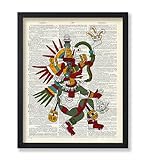 Poster Master Dictionary Art Poster - Quetzalcoatl Print - Aztec Mythology Art - Feathered Serpent Art - Kukulkan Art - Gift for Him & Her - Decor for Library, Office or Dorm - 8x10 UNFRAMED Wall Art