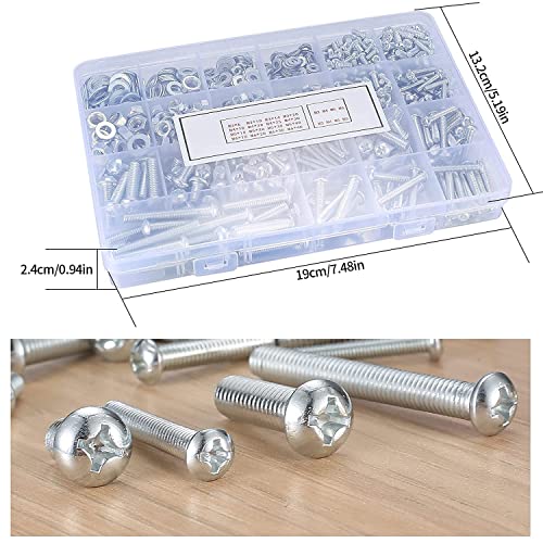 مجموعة براغي وصواميل متنوعة، M3/M4/M5/M6 من الستانلس ستيل مع حافظة، براغي وصواميل وبراغي مترية للآلات المسطحة من واواسيا، 1080 قطعة