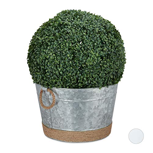 Preisvergleich Produktbild Relaxdays Zinkwanne wasserdicht, rund, Getränkekühler, Pflanztopf für Garten, Miniteich, Wanne 30 l, HxD 26x41,5cm, zink