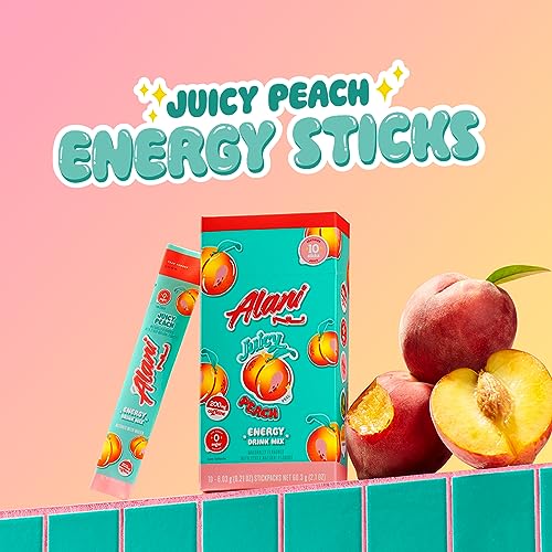 Alani Nu JUICY PEACH Energy Sticks | Energy Drink Powder | 200mg Caffeine | Pre Workout Performance with Antioxidants | On-The-Go Drink Mix | Biotin, B Vitamins | Zero Sugar | 10 Calories | 10 Pack - image 8