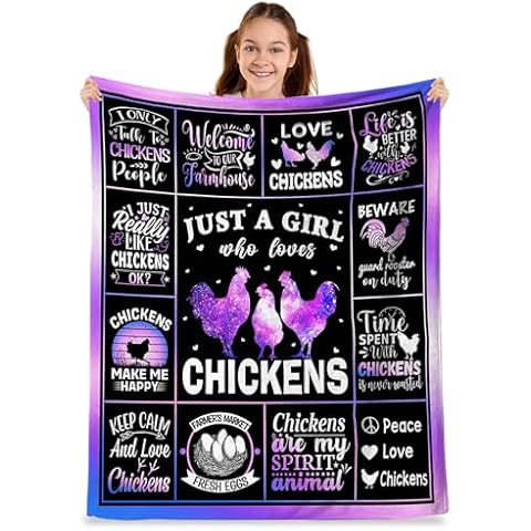 Kieetlan Chickens Blanket Gifts, Chickens Gifts for Girls, Just A Girl Who Loves Chickens, Gifts for Chickens Lovers, Chickens Party Decorations Blanket 50”x60” Cover