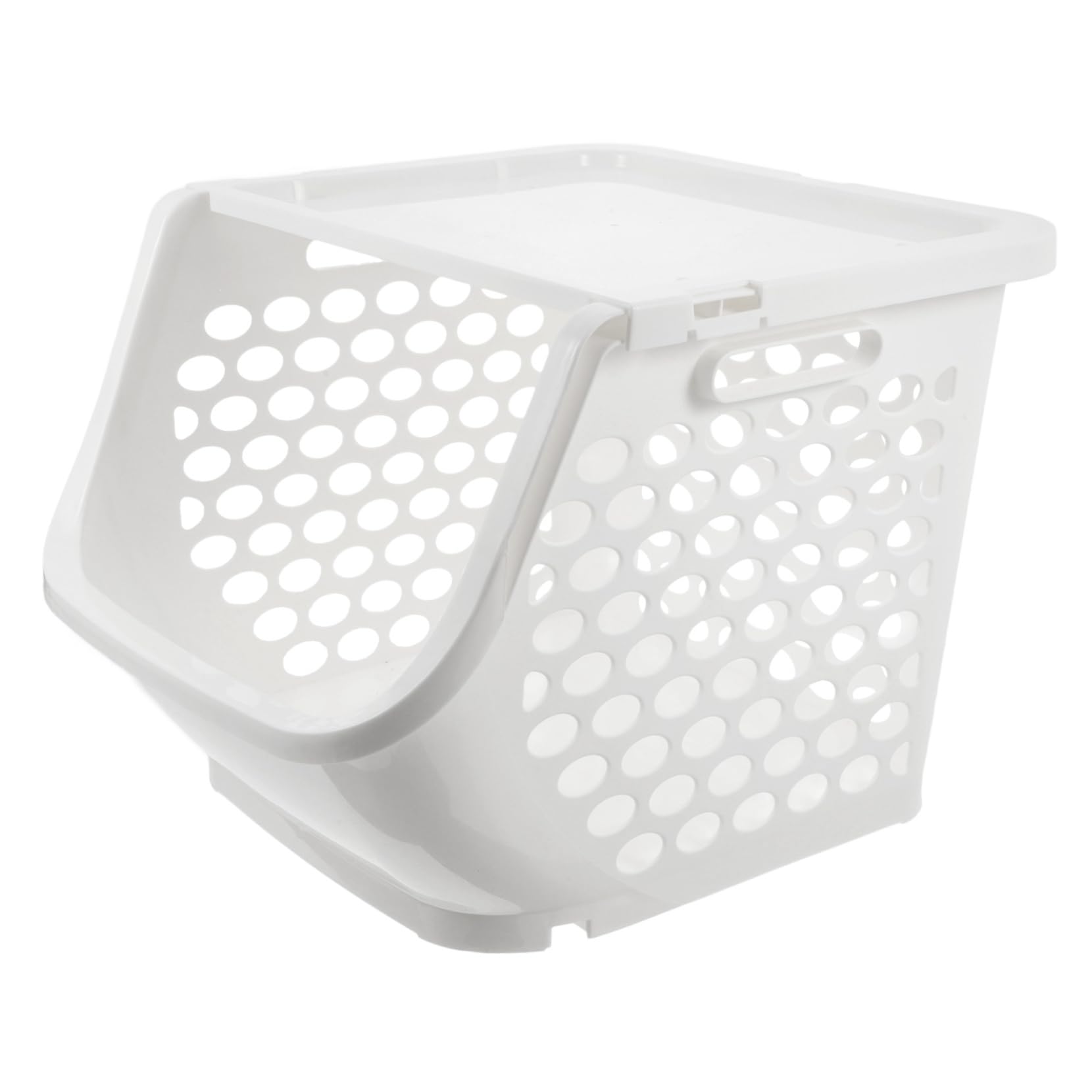 ABOOFAN Panier de Rangement Usage Polyvalent la Cuisine Empilable en Plastique Blanc Organisation du Plan de Travail Facile à Nettoyer pour Fruits et Légumes
