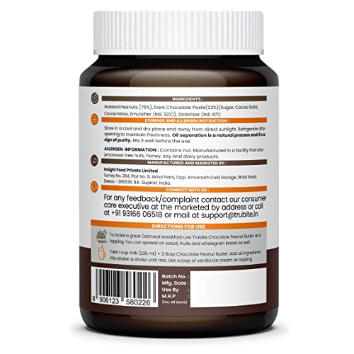 Image of Trubite Chocolate Peanut Butter (Crunchy) 1kg | High in Protein | Goodness of Dark Chocolate | No Cholesterol | Rich in Antioxidant