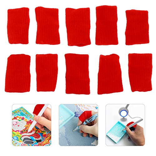 ARTIBETTER 10Pcs Dedeiras Dedos Vermelhos Capa Luva Extender Mangas Mangas Dedo Ponta Do Dedo Polega